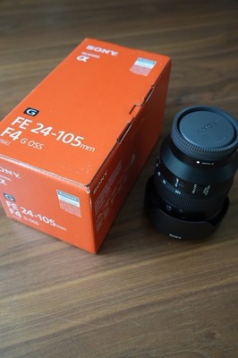 Near Mint Sony FE 24-105mm f4 G OSS Lens with Hood, Case, Instructions, & Box