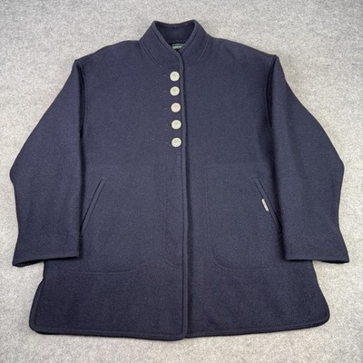 Vintage Geiger Mantel Damen 38 dunkelblau 100% Wolle Knopfleiste Overcoat Austria Made