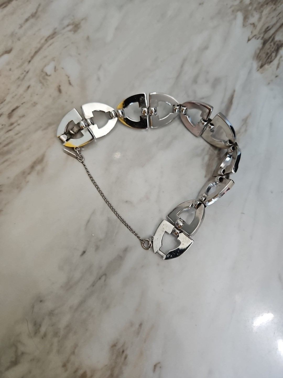 Monet Silver Statement Link Necklace Earring Brac… - image 7