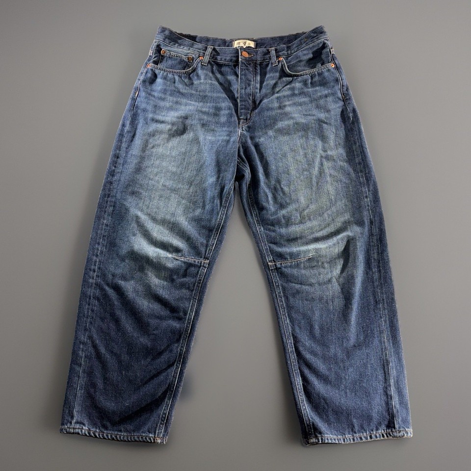 Madewell Jeans Womens 31 The Darted Barrel-Leg Button Fly Horseshoe Fisherman