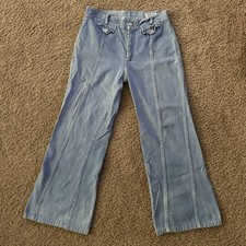 VTG 70S RARE ORANGE STITCH Bell Bottoms Sz 32x34 Fits 28x26 Hippy Cottagecore