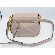 Marc Jacobs Recruit Nomad Saddle Bag Taupe Leather Gold Hardware Crossbody