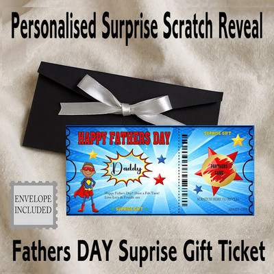 Personalisiertes Scratch Off Superheld Vatertag Überraschung Geschenk Enthüllen Ticket