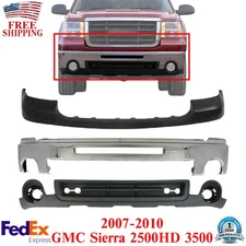 Front Bumper Chrome + Upper Cover + Valance For 2007-2010 GMC Sierra 2500HD 3500