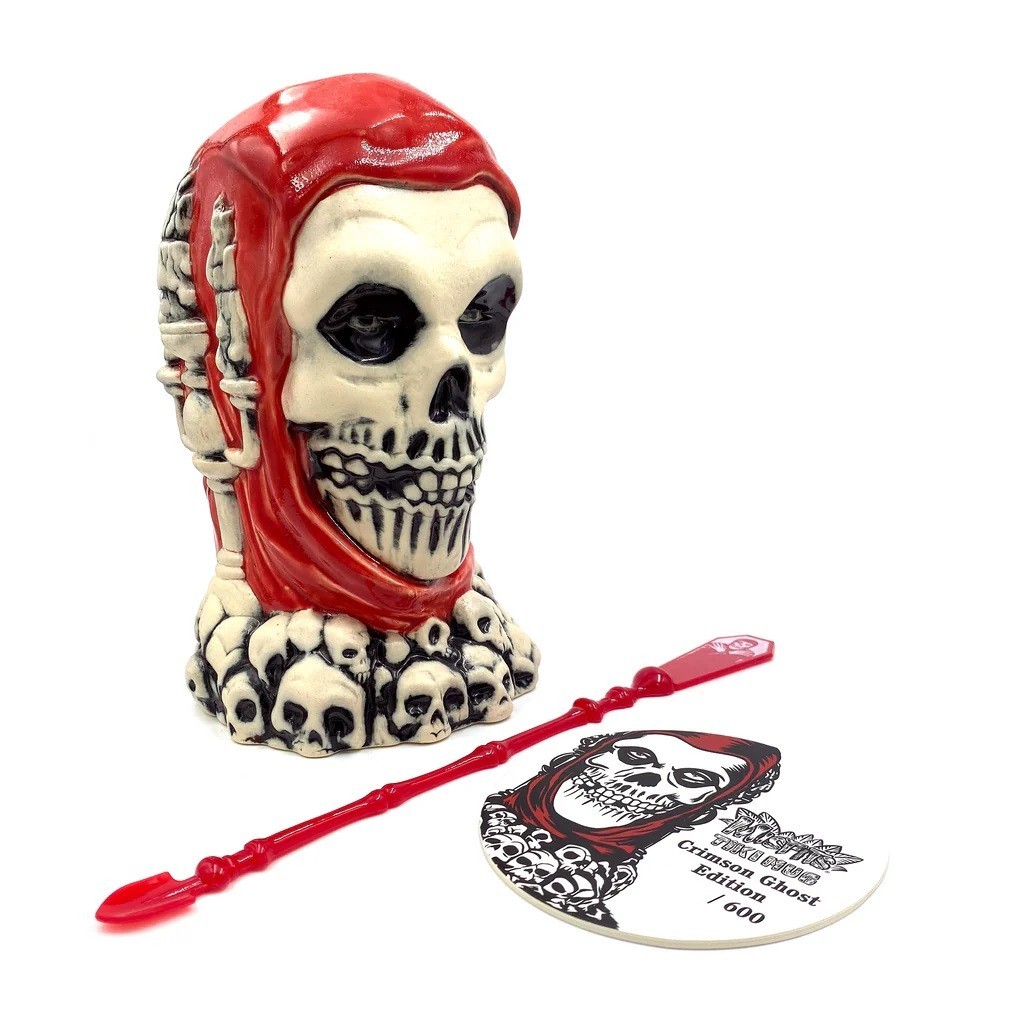 Misfits Crimson Red Ghost Tiki Mug Numbered Coaster Coin Swizzle