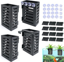 Aquarium Plant Holder 4 PCS Hanging Aquatic Plant Pot with 24 Hooks and 20 Sucti