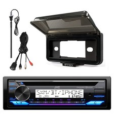 JVC Single DIN Marine Bluetooth CD Receiver, Cover, USB/AUX Adapter, Antenna