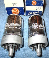 2 NOS GE 7F7 Vacuum Tubes - 1954 Vintage Audio Twin Triodes