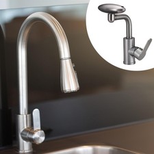 Bathroom Faucet Hot Cold Water Easy to Install Gray for Home Shower Lavatory