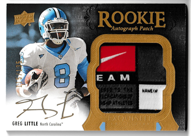 2011 Exquisite Nike Logo Patch Auto /135 Greg Little UNC Tar Heels RPA #132