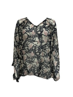 Winter Kate Lily Black Sheer V-Neck Kimono Sleeve Blouse NRT110 Size XS $195 NEW