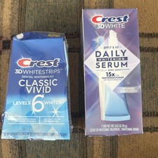 CREST 3D WHITE DAILY WHITENING SERUM 4/26  10 Treatment 3d Whitestrips 8/26 New