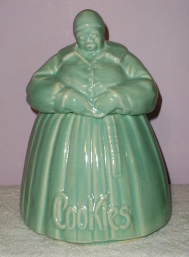 VINTAGE McCOY CERAMIC AQUA COOKIE JAR 1940's