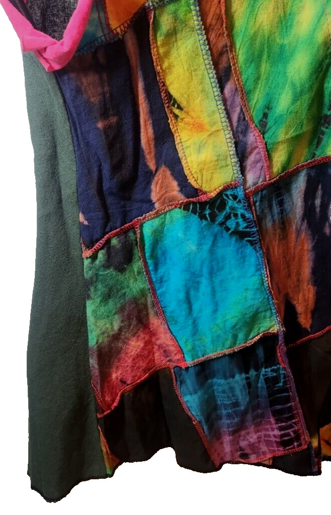 Artisan Patchwork Batik Vest S SMALL Front Tie Co… - image 4