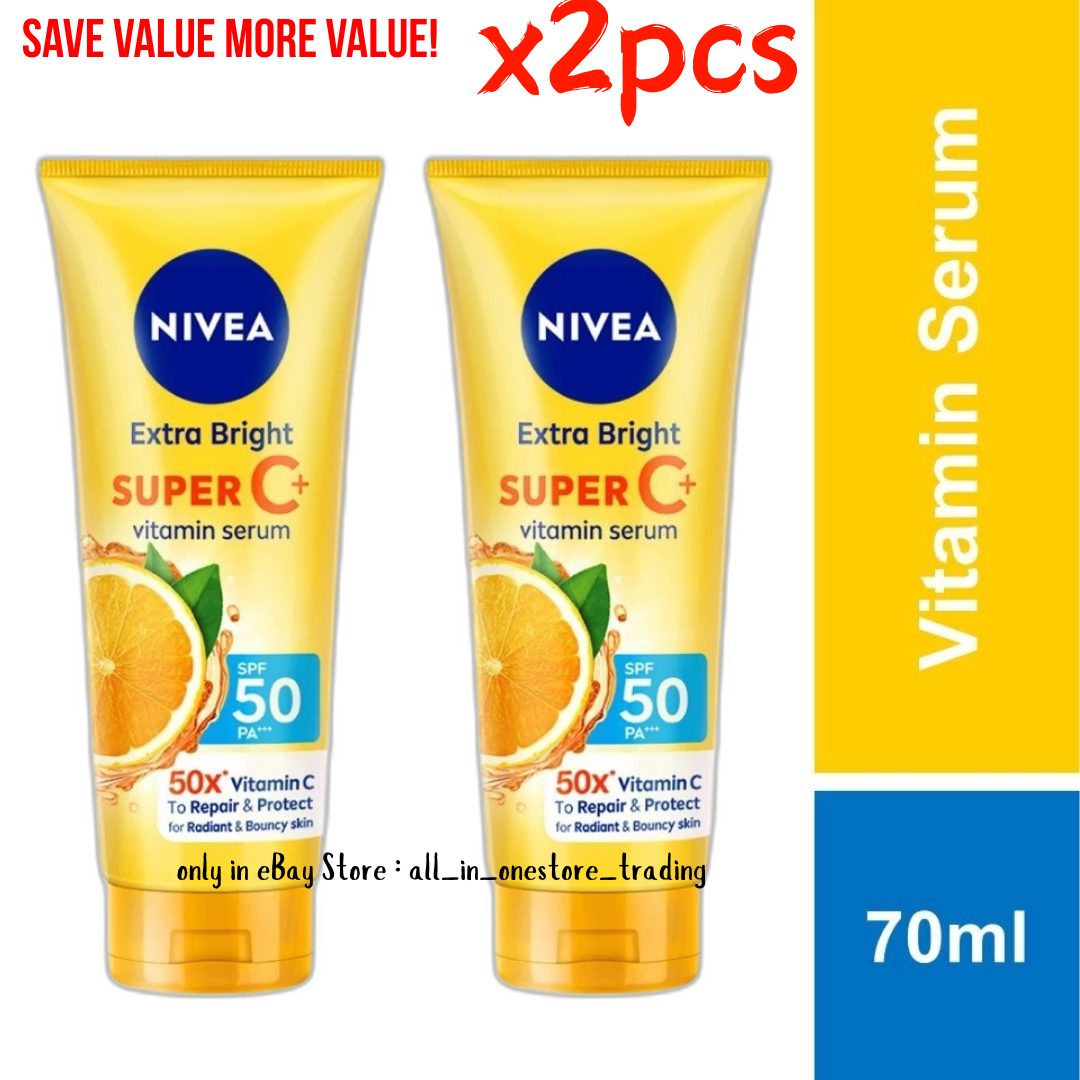2x 70ml NIVEA Extra Bright Super C SPF50 PA+++ Vitamin C UV Face Cream