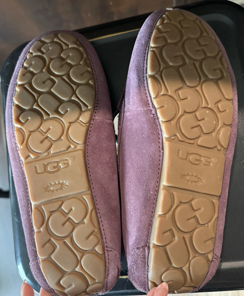 UGG Púrpura Para Mujer 8 Ansley Gamuza Mocasín Zapatilla Dije Lana Casa Zapatos Foto 3 de 4