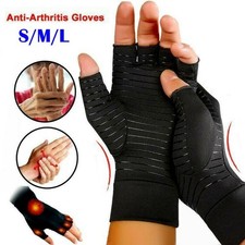 1PAIR Copper Arthritis Compression Gloves Hand Support Joint Pain Relief Black