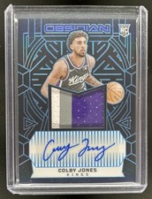2023-24 Panini Obsidian Colby Jones RC Jersey Electric Etch Blue Auto #/27 Kings