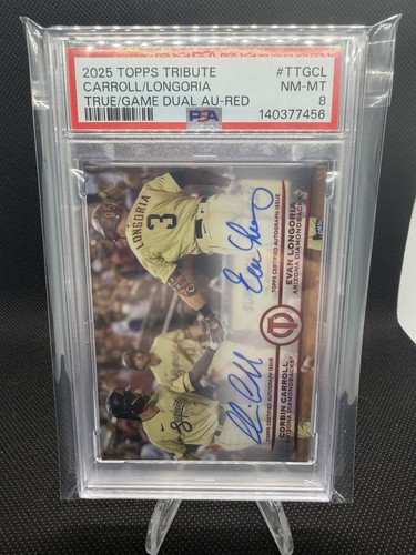 Corbin Carroll / Evan Longoria [Red] #TTG-CL 2025 Topps Tribute True to the Game Dual Autograph card