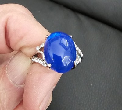 Elegantes Design blau   Farbstein, handgefertigter Ring Gr. 8