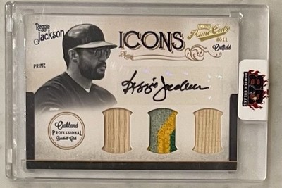 2011 Playoff Prime Cuts Reggie Jackson Icons  Auto Game Used Material /5
