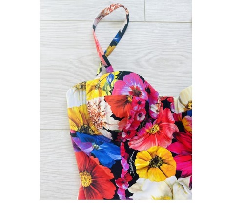 DOLCE & GABBANA Swimwear Pink White Floral Swimsuit Beachwear Bikini 2IT UK8 S - Picture 5 of 10