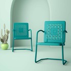 2 Piece Turquoise Metal Patio Chair Seating Set Home Outdoor Furniture Garden