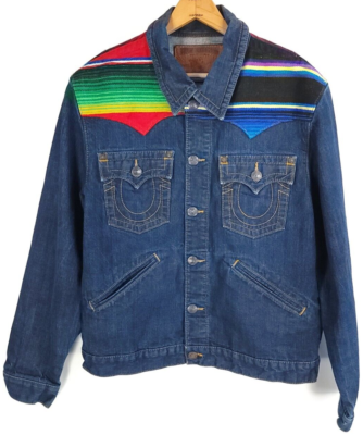 True Religion Jacket Men's XXL Blue Denim Multicolor Johnny Baja