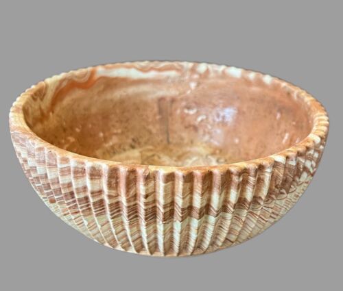 Vintage Comanche Pottery Bowl Swirled Clay 7” Retro 1970s Decor - Afbeelding 1 van 6