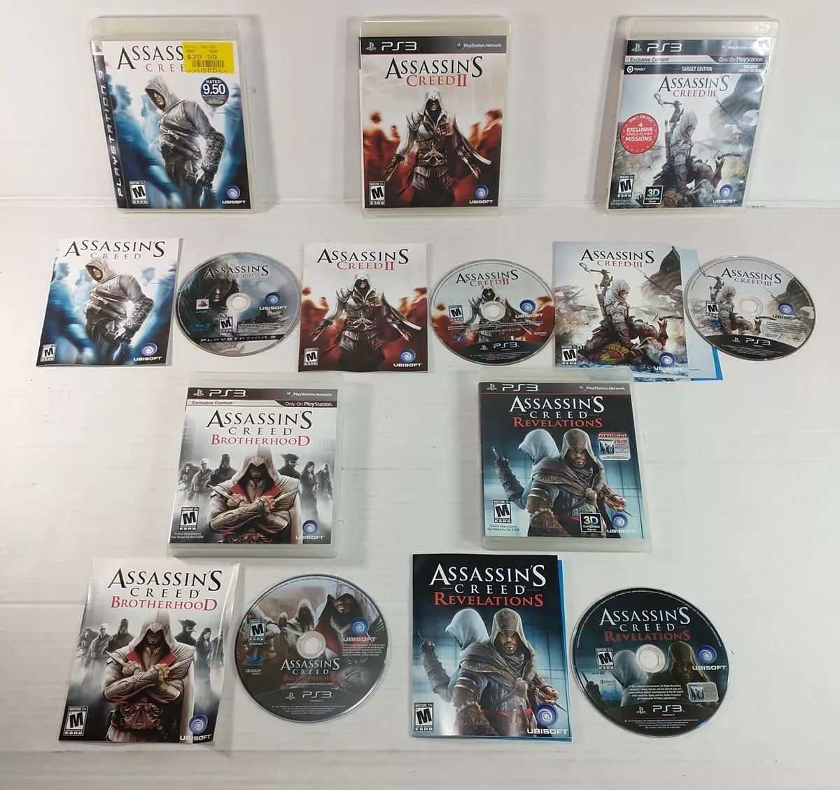 Assassins Creed 1 2 3 Brotherhood Revelations PS3 Game Lot