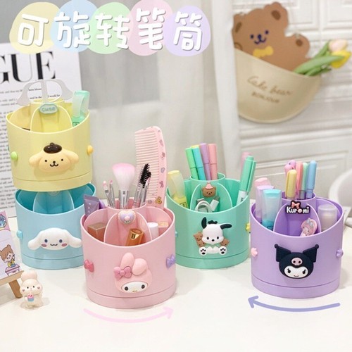 Pen Holder Kuromi Cinnamoroll Cartoon My Melody Stationery Rotary Cosmetic Case - Picture 1 of 28