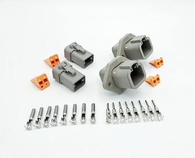 2x 4 Pin Flanged Deutsch DTP DTP04-4P-L012 DTP06-4S Connector & Terminal Kit