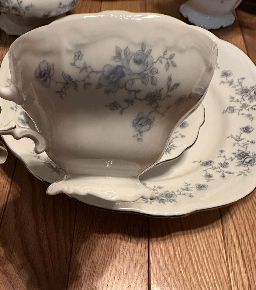 33 Piece Johann haviland bavaria germany blue garland set with Platinum