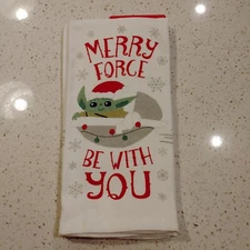 Star Wars 2pk Kitchen Hand Towels Grogu Baby Yoda Merry Force Be With Christmas