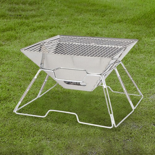 Stainless Steel BBQ Grill Portable Camping Fire Pit for Camping Garden