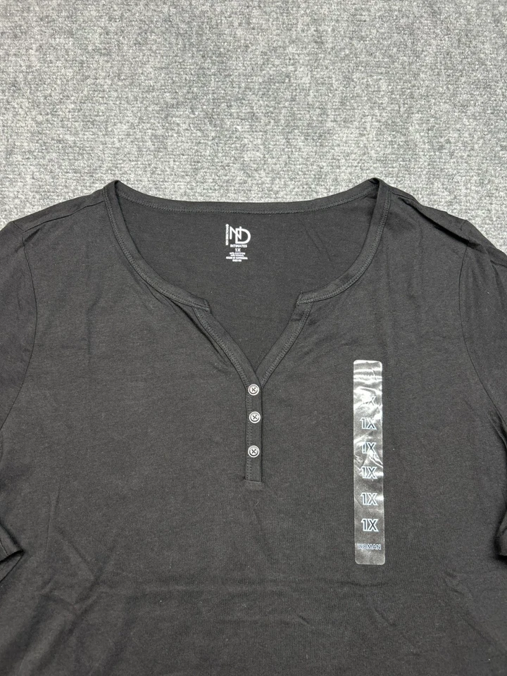 Nuevo Pijama New Directions Intimates Mujer Talla 1X Negro Manga 3/4 Botón Foto 3 de 4