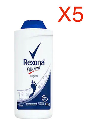 Rexona efficient talco para pies deodorant foot talcum powder 100g-PACK  x 5