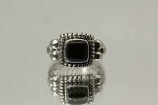 925 Sterling Silver Size 7.75 Square Black Onyx Ring 5.3 Grams RIN8776 