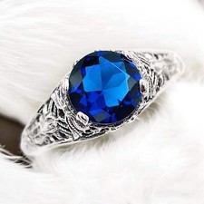 Lab Sapphire Solid 925 Sterling Silver Ring 8