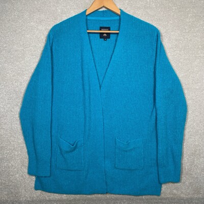 Burgs Women s Blue Open Cardigan Acrylic Nylon Wool Blend Oversized Size Uk14