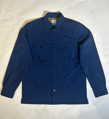 PS Paul Smith Herren Hemd Freizeit Tasche LS Navy Baumwollmix Knopf Overshirt Logo