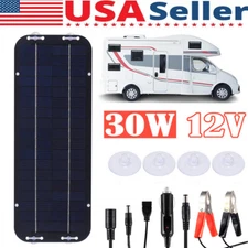 30W Solar Panel 12V Trickle Charger Battery Charger Kit Maintainer Boat Car RV