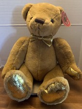FAO Schwarz 160th Anniversary 13.5" Golden Monogram Teddy Bear Excellent Shape
