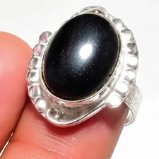 Black Onyx Gemstone Handmade 925 Sterling Silver Jewelry Ring Size 7 US 