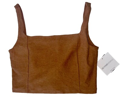 NWT BEYOND YOGA LARGE SPACEDYE IMPRESS CROPPED TANK TOFFEE SHELF BRA $72