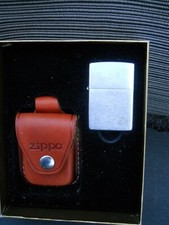 VINTAGE IN BOX ZIPPO " LLAMA  CHROMELIGHTER WITH LEATHER CASE  1970'S