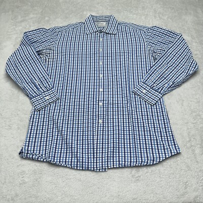 Skip Gambert Shirt Mens Extra Large XL Blue Plaid Custom Casual Dress*