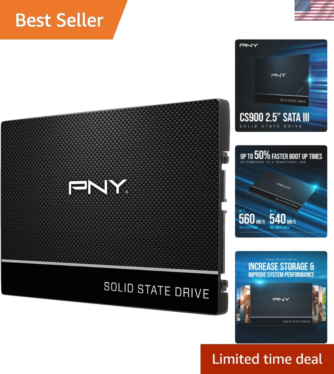 PNY CS900 500GB SSD with Data Recovery Service Reliable Internal Storage