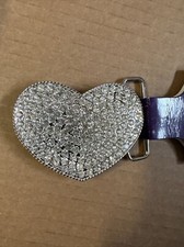 Heart Belt Buckles White Metal With Stones Brand New