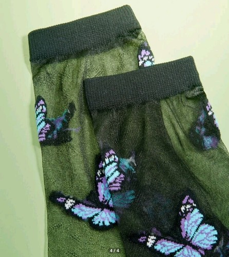 Mesh Butterfly Socks ~ Fairycore ~ Ladies Socks ~ Crew Socks ~ Ankle Socks - Picture 3 of 3